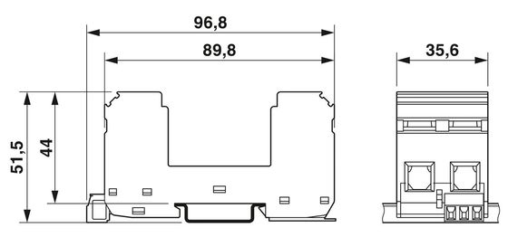 Base de proteção contra sobretensões VAL-MS/2 0-BE/FM para proteção elétrica AC de 5 V... 250 V