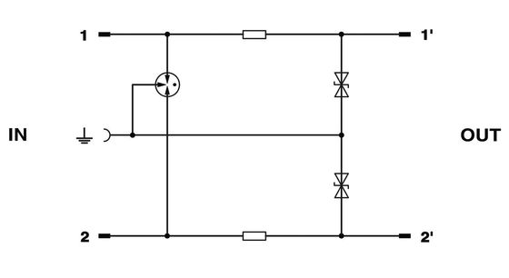 Tecnologia avançada 2838542 CTM 2X1- 60DC Plug Protector de sobretensão com 1 pólo e 60 V DC