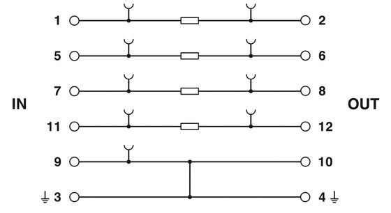 1 Pólo 2839363 PT 4X1-BES Protector de surto Base Voltagem nominal 4X1-BE