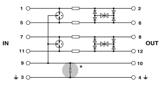 24 V DC PT 2X2-HF-24 protetor de sobretensão Plug 4 Pole Design para protecção eficaz