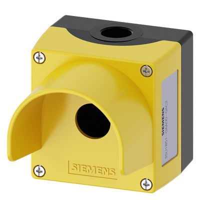 Caixa metálica redonda de 22 mm para PLC 3SU1851-0AA00-0AC2 Dispositivos de comando Cobertura superior amarela