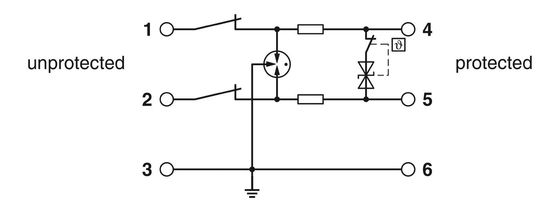 Número de pólo 2 TTC-6-1X2-M-24DC-UT-I Protector contra sobretensão para tensão nominal de 24 V CC