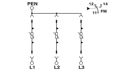 2905339 VAL-SEC-T2-3C-350-FM Phoenix Contact Protector contra sobretensão de tipo 2 com 5-250V AC