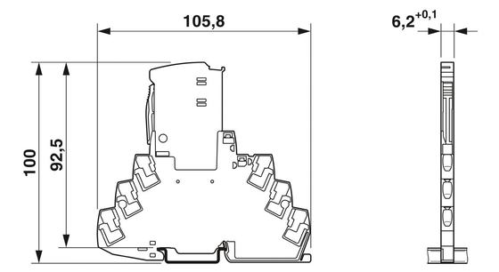 Protector contra sobretensões TTC-6P-2-HC-M-24DC-PT-I com 2 polos e tensão nominal de 24 V DC