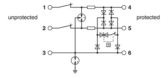 TTC-6P-3-HF-F-M-12DC-PT-I Protetor contra sobretensão industrial 12V DC Voltagem 2 polos