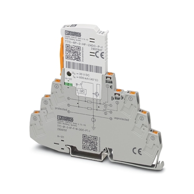 Protector contra sobretensões TTC-6P-3-HF-F-M-24DC-PT-I de 2 polos para equipamento de protecção contra sobretensões de 24 V CC