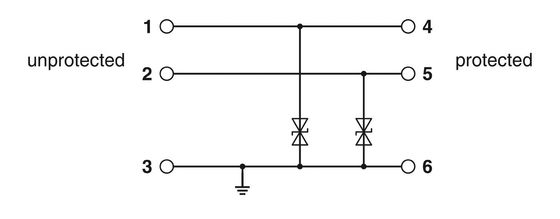 TTC-6-2XTVSD-24DC-PT Protector contra sobretensão de 2 polos com 2 polos e tensão nominal de 24 V CC