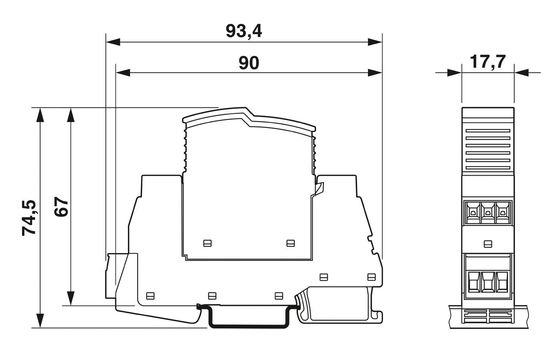 Dispositivos de protecção contra sobretensões de 2 polos de 24 V AC/DC PLT-SEC-T3-24-FM-UT Phoenix Contact Tipo 3