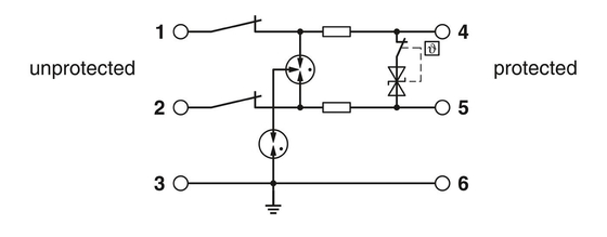 Protector contra sobretensão de dois polos com tensão nominal de 24 V CC TTC-6-1X2-M-EX-UT-I Contacto Phoenix