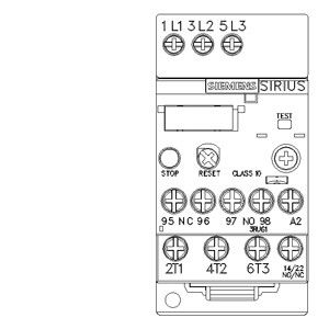 PLC selado 3RU6116-0GB1 Relé de sobrecarga para proteção do motor 11...16 A Tamanho S00 Classe 10
