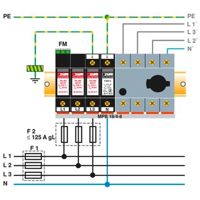 2858564 VAL-MS 320/3 1 Contacto Phoenix Tipo 2 Protector contra sobretensões 4 Polo 230 V AC