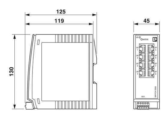2702666 FL SWITCH 2108 Comutador Ethernet Industrial com nível de proteção IP65