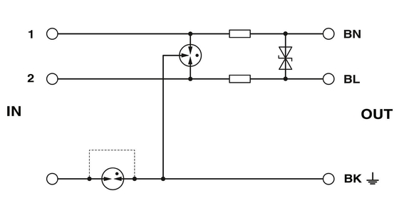 Protector contra sobretensão de tensão nominal de 24 V CC para 1/2 &quot;Fenix Contact S-PT-1X2-24DC-1/2
