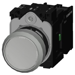 Siemens 3SU1152-0AB60-1BA0 Metal Brilhante Iluminado Flat Button Momentâneo Branco Push Button