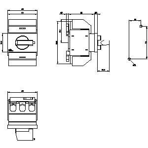 Siemens 3KD0232-2KG20-3 Interruptor de desconexão de eixo com operação frontal 3 pólos Ti-cinza