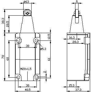 Interruptor de posição de rolos de aço para aplicações pesadas Siemens 3SE5112-0CD02