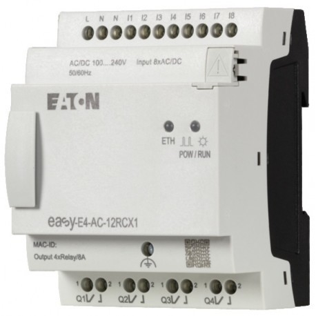 Relais de controlo EASY-E4-AC-12RCX1 8DI4RO 100-240V AC/DC Terminal de parafuso Ethernet de teclado