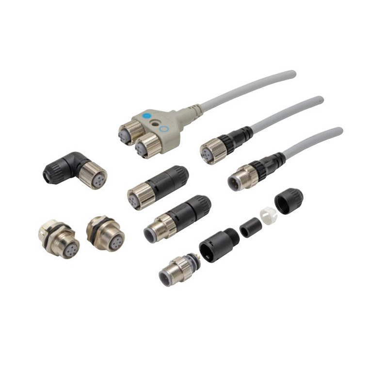 Conector de cabo de entrada/saída para ligações de grau industrial XS2F-D421-D80-F