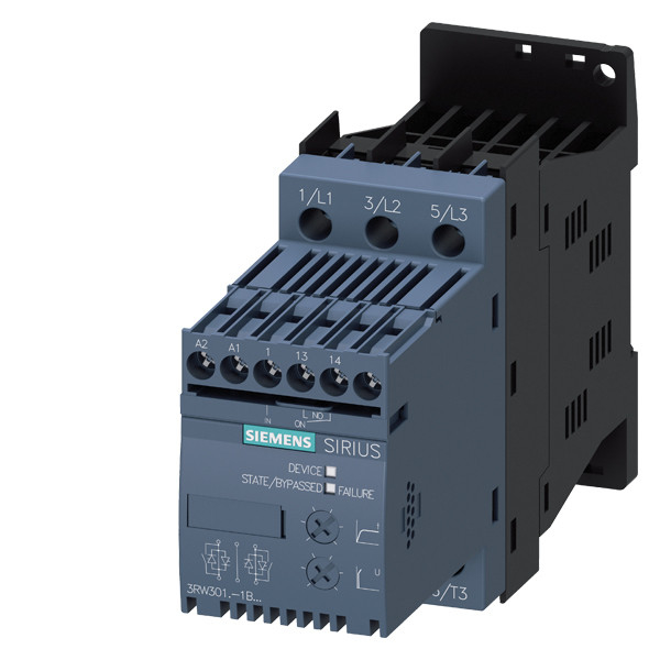 Motor Soft Starter 3RW3018-1BB14 PLC 3RW30 Tamanho S00 com bypass e terminais de parafuso