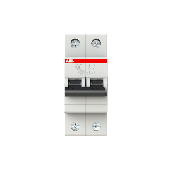 2P MCB SH202-B25 Interruptor em miniatura Número de pólo 2 Corrente nominal 25A