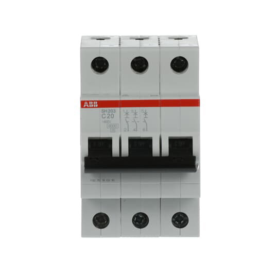 MCB SH203-C20 Interruptor de circuito em miniatura 3P Corrente nominal 20A Frequência nominal 50 Hz