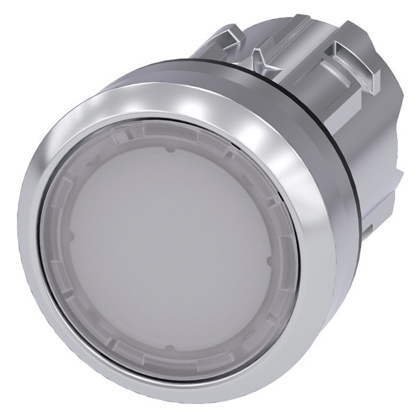 3SU1051-0AB60-0AA0 SIRIUS ACT Botão de pressão com botão plano de metal brilhante iluminado em branco