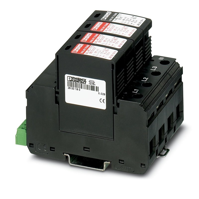 Proteção 2800183 VAL-MS-T1/T2 335/12.5/3 1-FM Classe 1/2 Protector contra raios/surgens