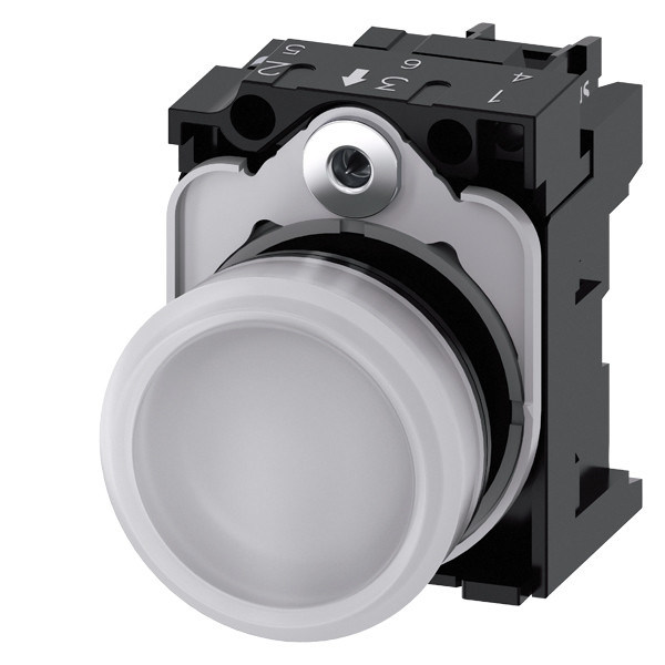 230V AC Luz piloto de plástico para SIRIUS ACT Unidade completa Lente lisa Branca