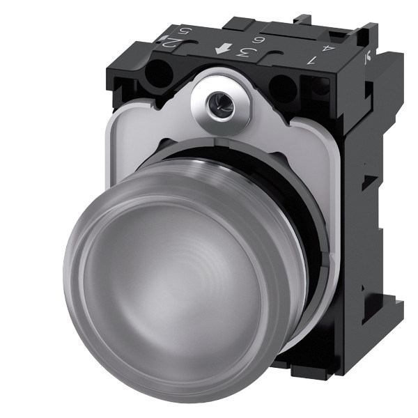 Lente lisa 24V AC/DC PLC 3SU1152-6AA70-1AA0 SIRIUS ACT Luz piloto brilhante de metal