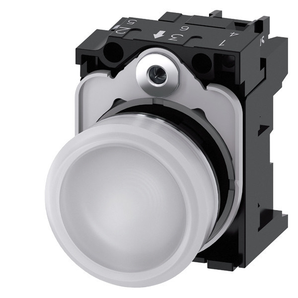 Branco SIRIUS ACT Unidade Completa Pilot Light 230V AC Metal Brilhante com Lente Limpa