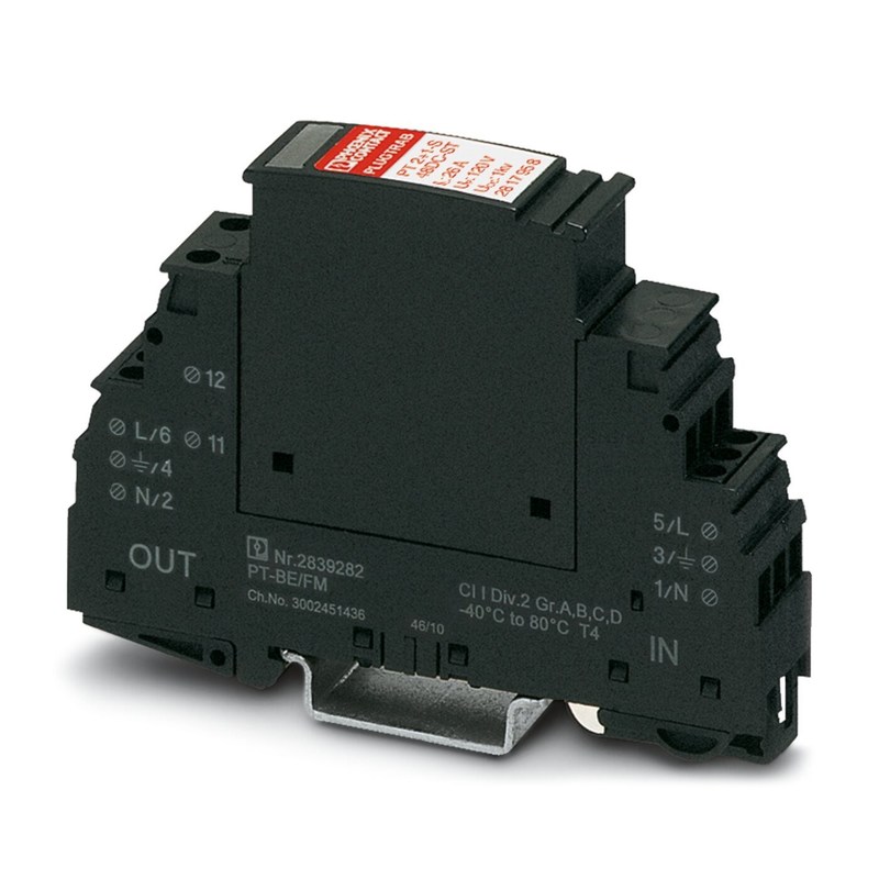 2817958 PT 2 1-S-48DC/FM Dispositivos de protecção contra sobretensões de tipo 3 com dois polos de potência nominal de 48 V de corrente contínua