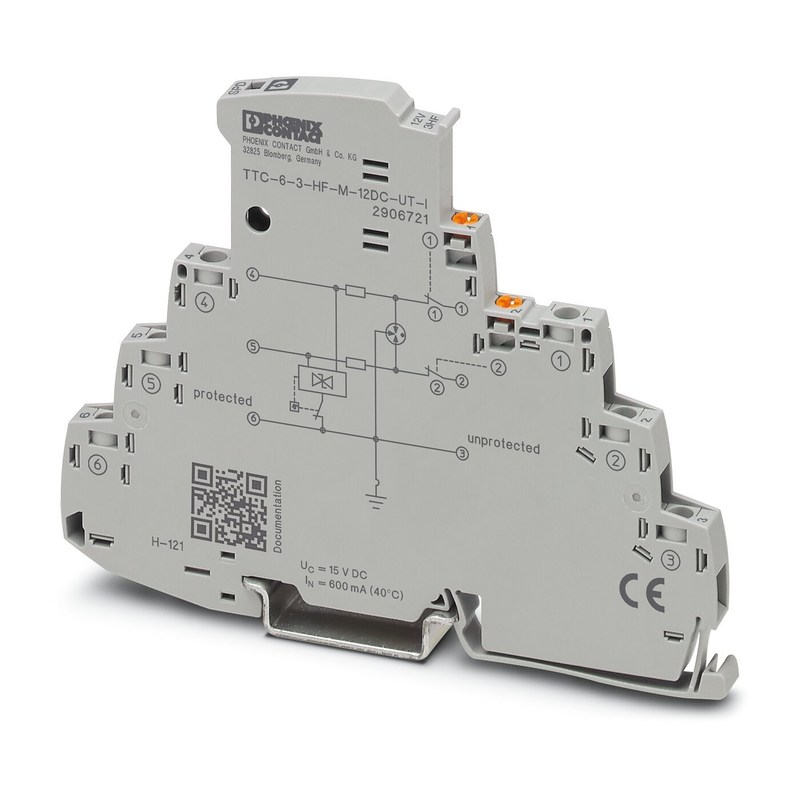 12 V DC TTC-6-3-HF-M-UT-I Protector contra sobretensão 2 Polos Proteção duradoura