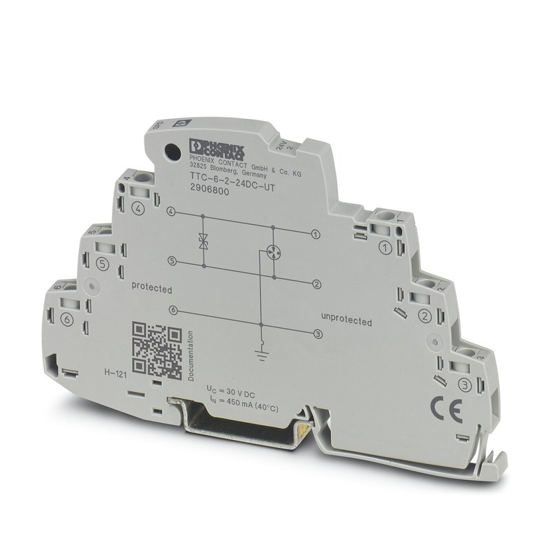 TTC-6-2-24DC-UT Protector contra sobretensão com tensão nominal de 24 V DC e proteção de 2 polos