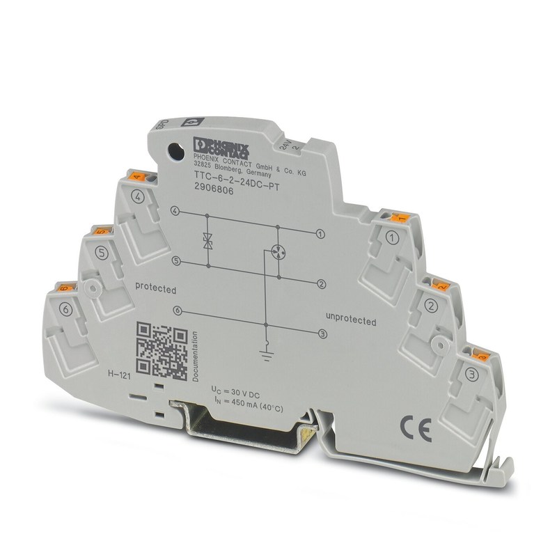 2 polos TTC-6-2-24DC-PT Protector contra sobretensão para proteção elétrica de 24 V DC