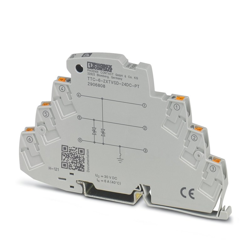 TTC-6-2XTVSD-24DC-PT Protector contra sobretensão de 2 polos com 2 polos e tensão nominal de 24 V CC