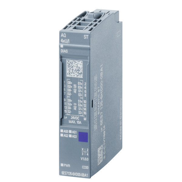 6ES7135-6HD00-0BA1 ET 200SP Saída analógica AQ 4xU/I Standard com configuração flexível