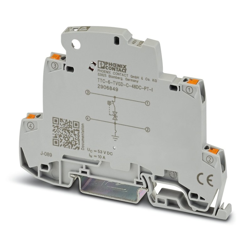 48 V DC Voltagem nominal 2 Protector contra sobretensão de pólo TTC-6-TVSD-C-48DC-PT-I por Phoenix Contact