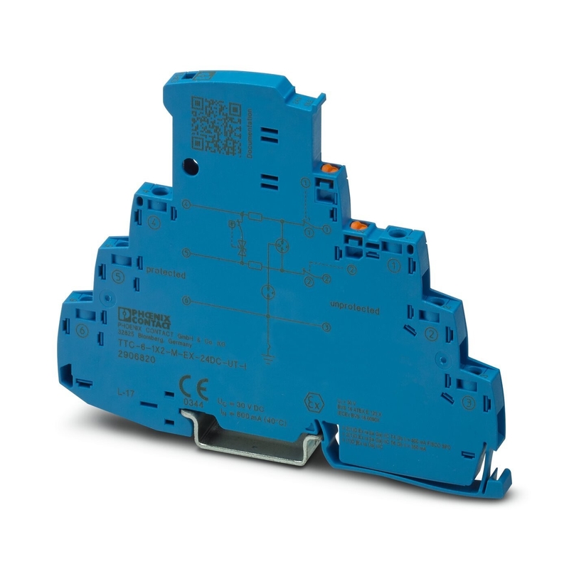 24 V DC Voltagem nominal TTC-6-1X2-M-EX-UT-I Protetor de sobretensão para 2 polos por Phoenix Contact