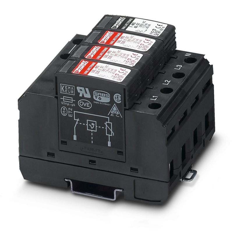2858564 VAL-MS 320/3 1 Contacto Phoenix Tipo 2 Protector contra sobretensões 4 Polo 230 V AC