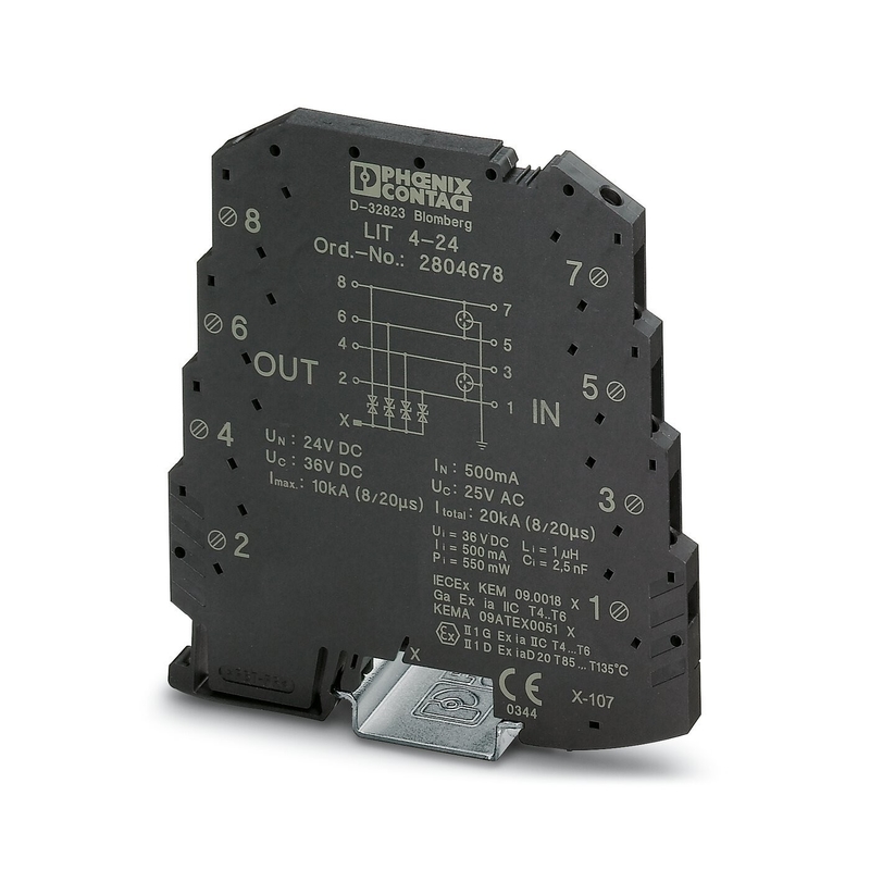 24V DC Protetor de Tensão nominal 2804678 LIT 4-24 com 2 polos por Phoenix Contact