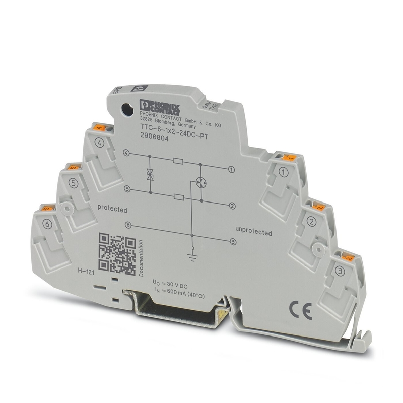 2 Protector contra sobretensão de pólo TTC-6-1X2-24DC-PT por Phoenix Contact para tensão nominal de 24 V DC