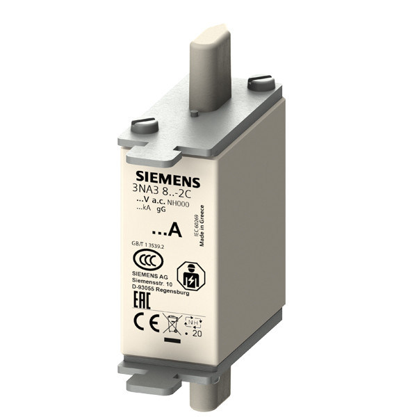 500V PLC 3NA3805-2C LV HRC Fuse Link com braços de aderência não isolados e indicador frontal