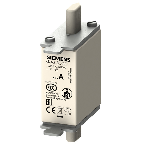 500V Dimensão 000 Indicador frontal LV HRC Fuse Link GL/GG 3NA3822-2C com braços de aderência não isolados