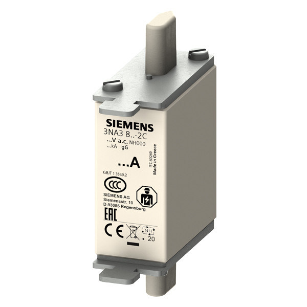 PLC 3NA3824-2C LV HRC Fuse Link GL/GG, com braços de aderência não isolados e indicador frontal